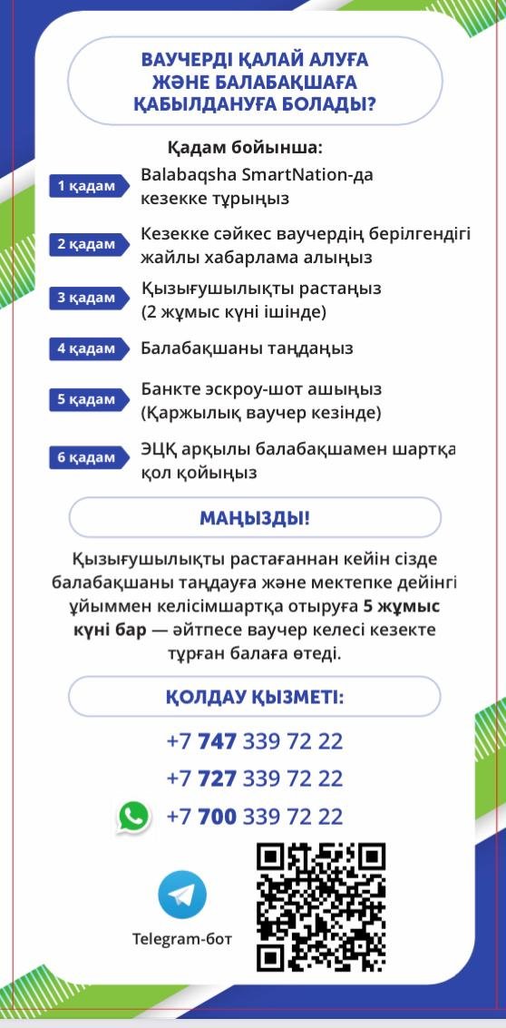 Ваучерді қалай алуға және балабақшаға қабылдануға болады? Ата-ана назарында!