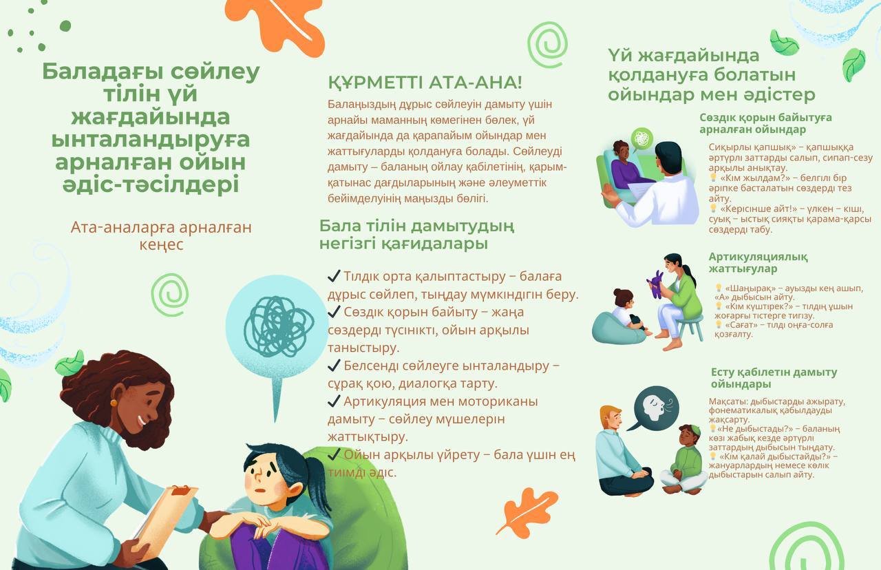 Баладағы сөйлеу тілін үй жағдайында ынталандыруға арналған ойын әдіс - тәсілдері